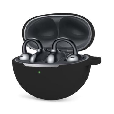 Imagem de WUWOCJ Capa protetora de silicone macio compatível com Huawei FreeClip, capa protetora com mosquetão (preto)