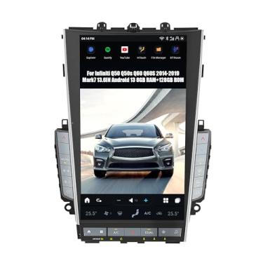Imagem de AUCARAUTO Para Infiniti Q50 Q50S Q60 Q60S 2014-2019 MK7 13,6 polegadas Android 13 unidade de cabeça estéreo de navegação GPS para carro estilo T, reprodutor de vídeo multimídia para carro, 8G, RAM,