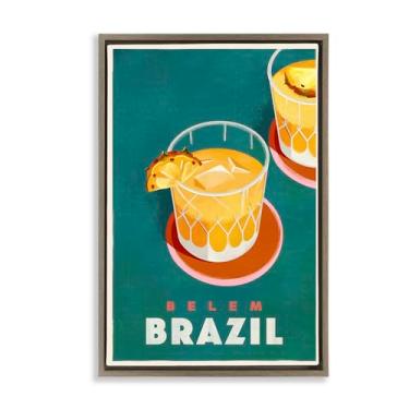 Imagem de Stupell Industries Belém Brazil Cocktail Framed Floater Canvas Wall Art Design by The Whiskey Ginger, moldura flutuante marrom, 43 x 63 cm