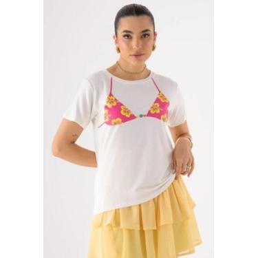 Imagem de Camiseta Tshirt Feminina Biquini Cortininha - geb, Off white, Único