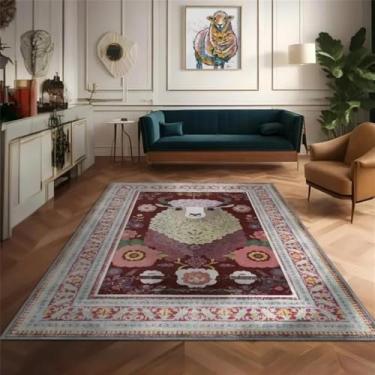 Imagem de HJZSZX Tapete de sala de estar retrô, área grande, estampado, cabeceira, tapete macio, arte, casa, área de lazer, mesa de centro, tapete de pelúcia, QH1637, ER, 300x400CM