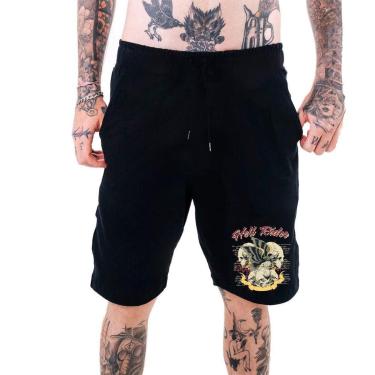 Imagem de Bermuda Moletinho Masculina‎ Hell Rider Caveiras Abstract Street-Masculino