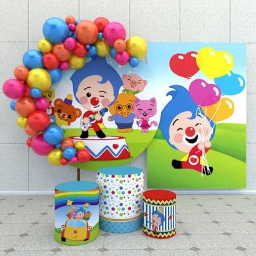 Imagem de Kit Festa Casado Painéis + Capa Para Cilindros Palhaço Plim Plim -IMPA