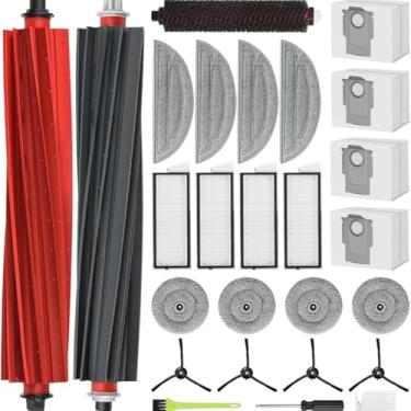 Imagem de Kit de acessórios para aspirador de pó Roborock S8 MaxV Ultra, 2 escovas principais, 4 escovas laterais, 4 filtros, 4 sacos de pó, 4 panos de esfregão + panos de esfregão de borda, 1 escova rolante, 2