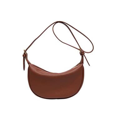 Imagem de Bolsa de peito para mulheres Bolsa tiracolo de grande capacidade para mulheres Bolsa de cintura meia-lua Bolsa de viagem feminina(Brown1)