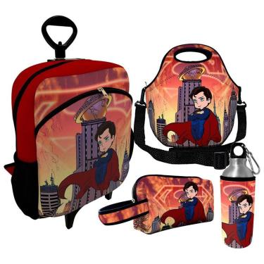 Imagem de Kit Escolar Infantil Mochila de Rodinha + Lancheira Térmica + Necessaire Plus + Squeeze de Alumíni-Unissex