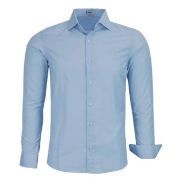 Imagem de Camisa Masculina Amil Social Slim Fácil De Passar  1783, Azul, Bebe, 4