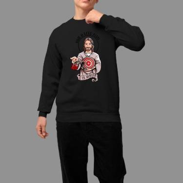 Imagem de Moletom Gola Careca Basico Masculino Moda Cristã Inverno Blusa De Frio