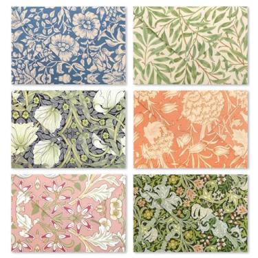 Imagem de FYSUIMU Envelopes florais de William Morris, 60 peças, envelope vintage de convite de flores com adesivos, porta-cartões comemorativos com aba em V, capas para cartões de presente para aniversário de