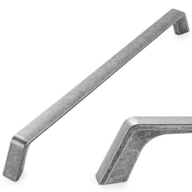 Imagem de KOOFIZO Puxador de armário vintage de pé inclinado, alça de móveis de ferro antigo, espaçamento de parafuso de 21 cm, ferragens retrô P21 para porta de armário de cozinha, gaveta de cômoda de quarto,