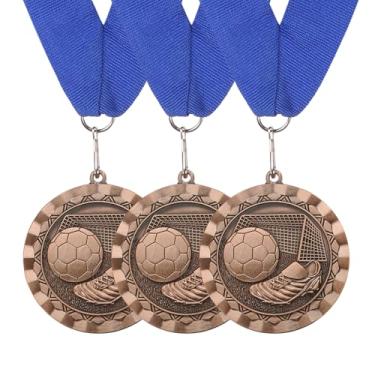 Imagem de PATIKIL 3 medalhas de prêmio, troféu de 7,6 cm com fita de pescoço, prêmios de festa de futebol para eventos esportivos, bronze