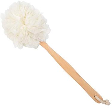 Imagem de Arswin Esfregão Para As Costas Com Bucha Para Chuveiro, Esponja De Banho De Madeira Com Cabo Longo, Escova De Chuveiro Lufa, Lavadora De Limpeza De Costas De Malha De Náilon Macio, Bucha Esfoliante