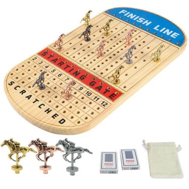 Imagem de Jogo de tabuleiro de corrida de cavalos Jyquorp Racing Game Solid Wood 21"