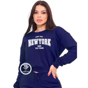 Imagem de Moletom Feminino Personalizado New York Modelo Gola Careca Blusa de fr