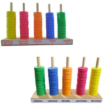 Imagem de Ábaco Aberto 5 Hastes Em Madeira Com 50 Argolas De Eva - CM BRINQUEDOS