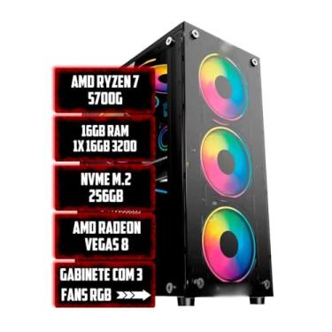 Imagem de PC GAMER RYZEN 7 5700G| A520M| 16GB| NVME 256| VEGAS 8| 3 FANS