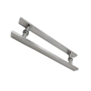 Imagem de Puxador H duplo 40x30cm reto barra chata para porta de vidro e portão 