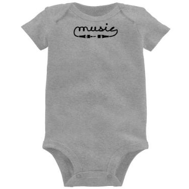 Imagem de Body Bebê Music Plug - Foca na Moda, Cinza, P
