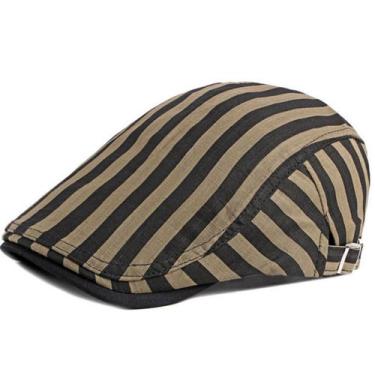 Imagem de Boina Masculina Viseira Casual Listrado Ajustavel - xthree, Bege escur