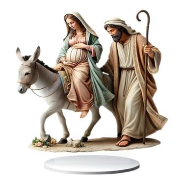 Imagem de Fenteer Ornamento acrílico plano 2d, estátua da natividade de jesus, artesanato diy, escultura de presépio para amigos, presentes de família, interior,