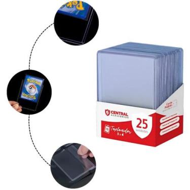 Imagem de Kit 25 Toploader Sleeve Rigido Padrão Magic Pokemon Yugioh Cards Centr