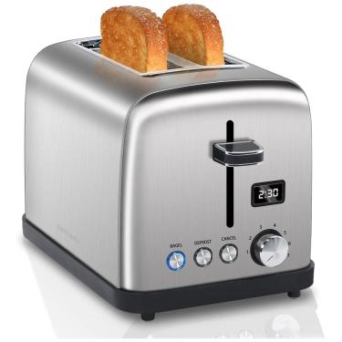 Imagem de Torradeira Elétrica 2 Fatias com 7 Níveis de Tostagem com Função Descongelar e Bandejas de Migalhas Removíveis, 900W, 110v, SEEDEEM,