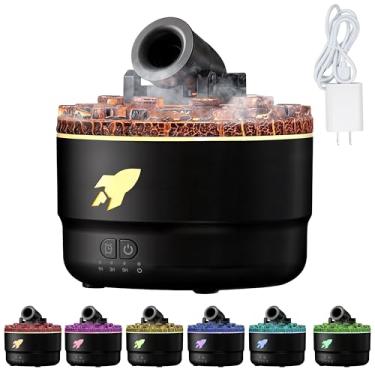 Imagem de Difusor umidificador de aroma Cannon Blast, mini aroma, torre silenciosa, névoa de aroma, vapor, foguete, difusor, bola de fumaça, anéis de ar para óleos essenciais, casa, quarto, automóvel, 7 luzes