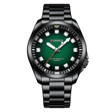 Imagem de Relógio De Quartzo Masculino Pulseira De Aço Inoxidável Resistente à água 30m Esportivo Preto Verde