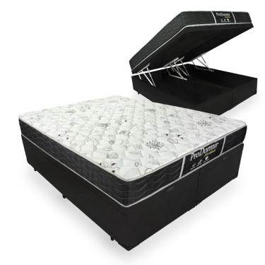Imagem de Cama Box Com Baú Queen + Colchão De Molas - Probel - Prodormir Sleep Black 158x198x64cm Preto