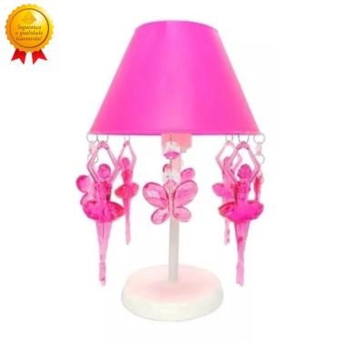 Imagem de Luminária de Mesa Abajur de Bailarinas Borboletas Decorar Quarto Infantil Bebê Menina 17x30cm