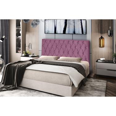 Imagem de Kit 2 Cabeceiras Pérola 120Cm Para Cama Box Solteiro Suede Rosa