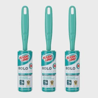 Imagem de Rolo Adesivo Tira Pelos 30 folhas (3u) Flash Limp CST0108