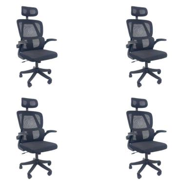 Imagem de Kit 4 Cadeiras de Escritório Presidente Executiva Oficial Legacy Preto