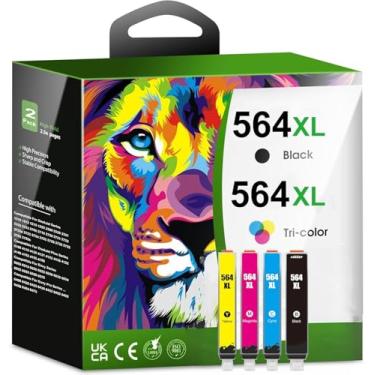 Imagem de Cartuchos de tinta para impressora 564 564XL 3500, capacidade extra alta para cartuchos de tinta HP564, pacote combo HP564XL, trabalho Photosmart 7510 7515 7520 7525 C309a (BK/C/M/Y)