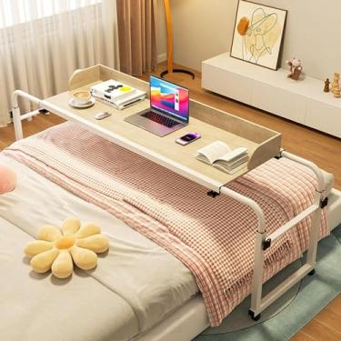 Imagem de Mesa médica rolante, mesa de computador móvel com defletor de mesa, bandeja de alimentos, mesa médica, sobrecama, altura ajustável, mesas sobre a cama