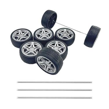 Imagem de 8PCS Toy Car Wheel RC Car Rubber Tire Wheel with Metal Shaft Axles for RC Car Truck DIY Model Toy Building Projects (3x48mm)