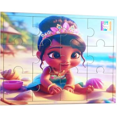 Imagem de Quebra-Cabeça Infantil Princesas Bebê 13 Peças Tabuleiro em MDF