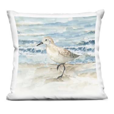 Imagem de Stupell Industries Almofada com estampa interna Balancing Sandpiper on Shore, 45 x 18 x 45, azul