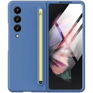 Imagem de Capa protetora à prova de choque para Samsung Galaxy Z Fold 3 com caneta S Pen e protetor de tela integrado, compatível com carregamento sem fio MagSafe, capa protetora à prova de choque para Samsung