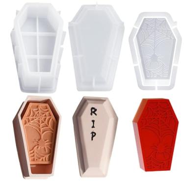 Imagem de XMOX Molde de resina de tigela, organizadores de caixões, moldes de silicone para cimento de concreto, molde de vaso de suculentas de resina de caixão, pratos de recipiente de joias, pote de velas