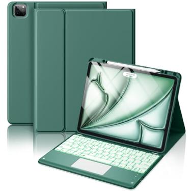 Imagem de Hamile Capa Com Teclado Para Ipad Air De 13 Polegadas (M3/M2) - Teclado Magnético Sem Fio Com Trackpad Multitoque, 7 Cores, Retroiluminação, Capa Tipo Fólio À Prova De Manchas Para Ipad Pro 12.9 6ª