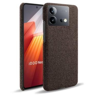 Imagem de Capa para vivo iQOO Neo 8,Capa desenhada em lona,Case Protetora Ultrafina com Empunhadura Macia,Design em Tecido Antichoque e Antiarranhões-Brown