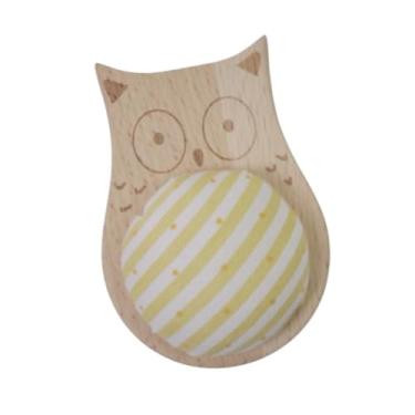 Imagem de oshhni Mini -almofada de madeira base de madeira pequena portátil de costura útil portador de agulha agulha de agulha de costura para bordado de acolchoado, Coruja