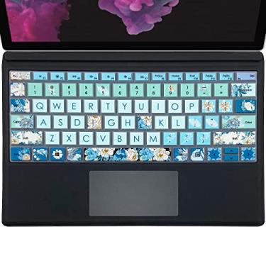 Imagem de WSLUCKO Capa de silicone para teclado Microsoft Surface Pro 7/6/5, 2019, 2018, 2017, layout dos EUA, Peony