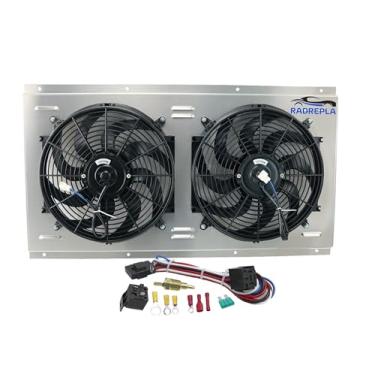 Imagem de RADREPLA DPI1520 Cobertura de radiador de alumínio com ventilador elétrico para Chevy GMC C/K C1500 C1500 C2500 C3500 K1500 K2500 K2500 K3500 Suburban Blazer Tahoe Yukon 5.7L-7.4L V8 5.1x90 cm. Kit de