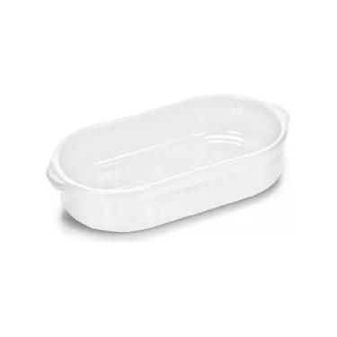 Imagem de Kit 6 Assadeira Travessa Plástico Para Porções Oval 750ml (Branco)