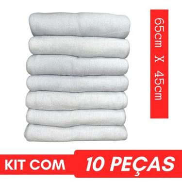 Imagem de Kit 10 Pano De Chão Premium Grosso 100G Cada  Tam 65x45 - DRKZA, Branc