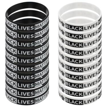 Imagem de Pulseira PretyzOOM 20 peças Black Lives Matter pulseira de silicone pulseiras de borracha motivacional para adultos e crianças