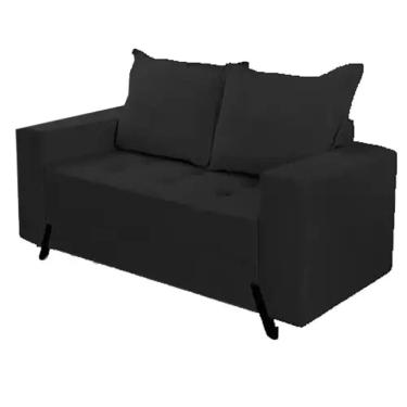 Imagem de Sofá 8100 2 Lugares em Veludo com Almofadas Soltas 155cm Boareto Cor Preto