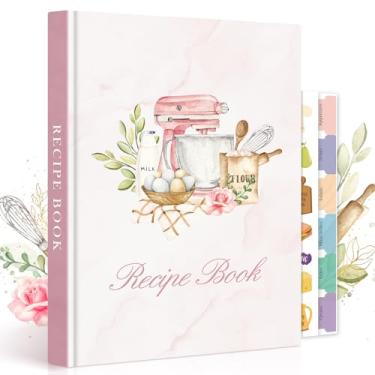 Imagem de Lanpn Diário de receitas em branco para 70 receitas, caderno de culinária vazio B5 impermeável para organizar sua receita familiar, livro de receitas de capa de couro com adesivos para escrever em